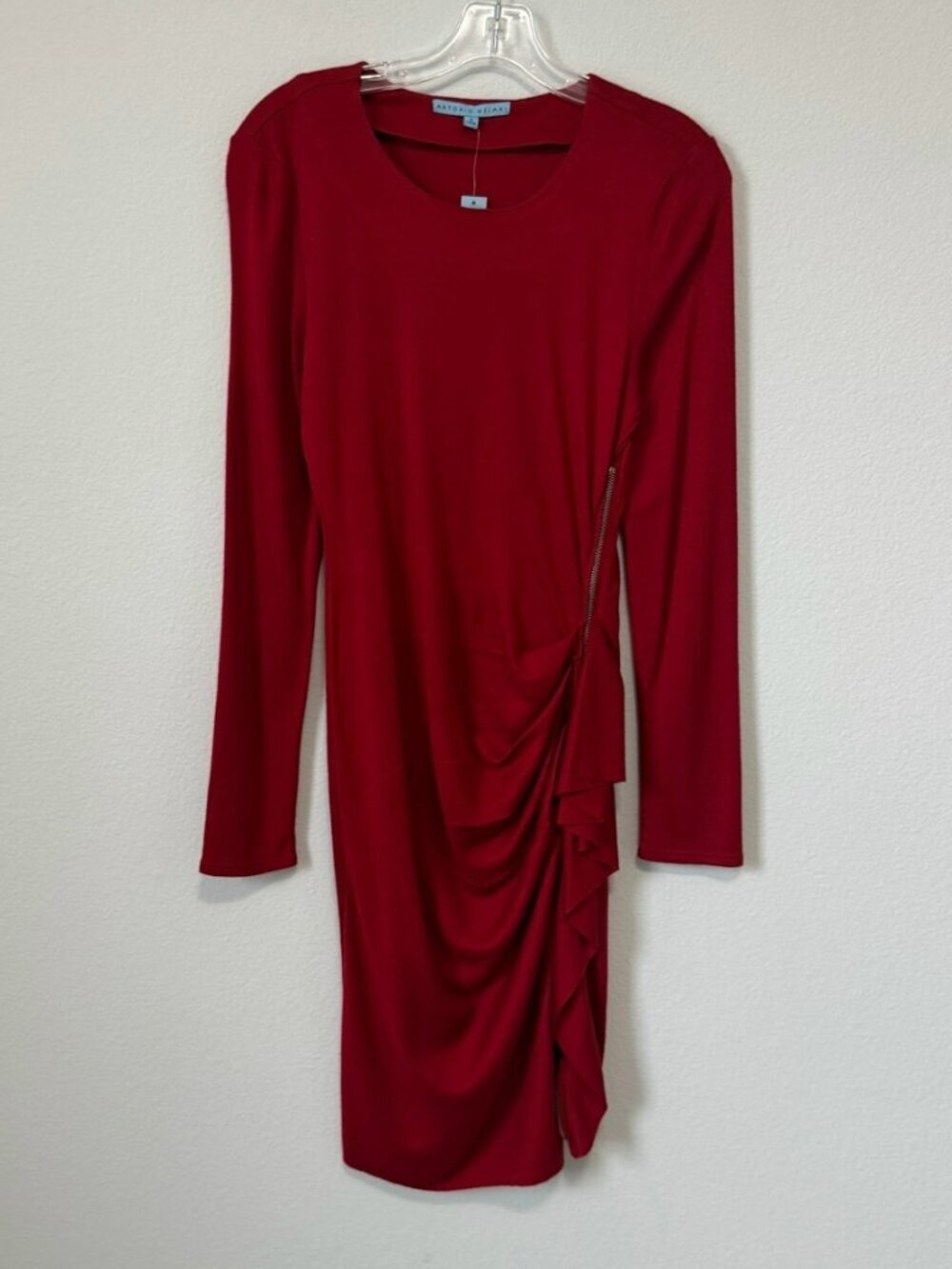 Antonio Melani NWT Long Sleeve Round Neck Wool Blend Zip Side Red Dress Size S.